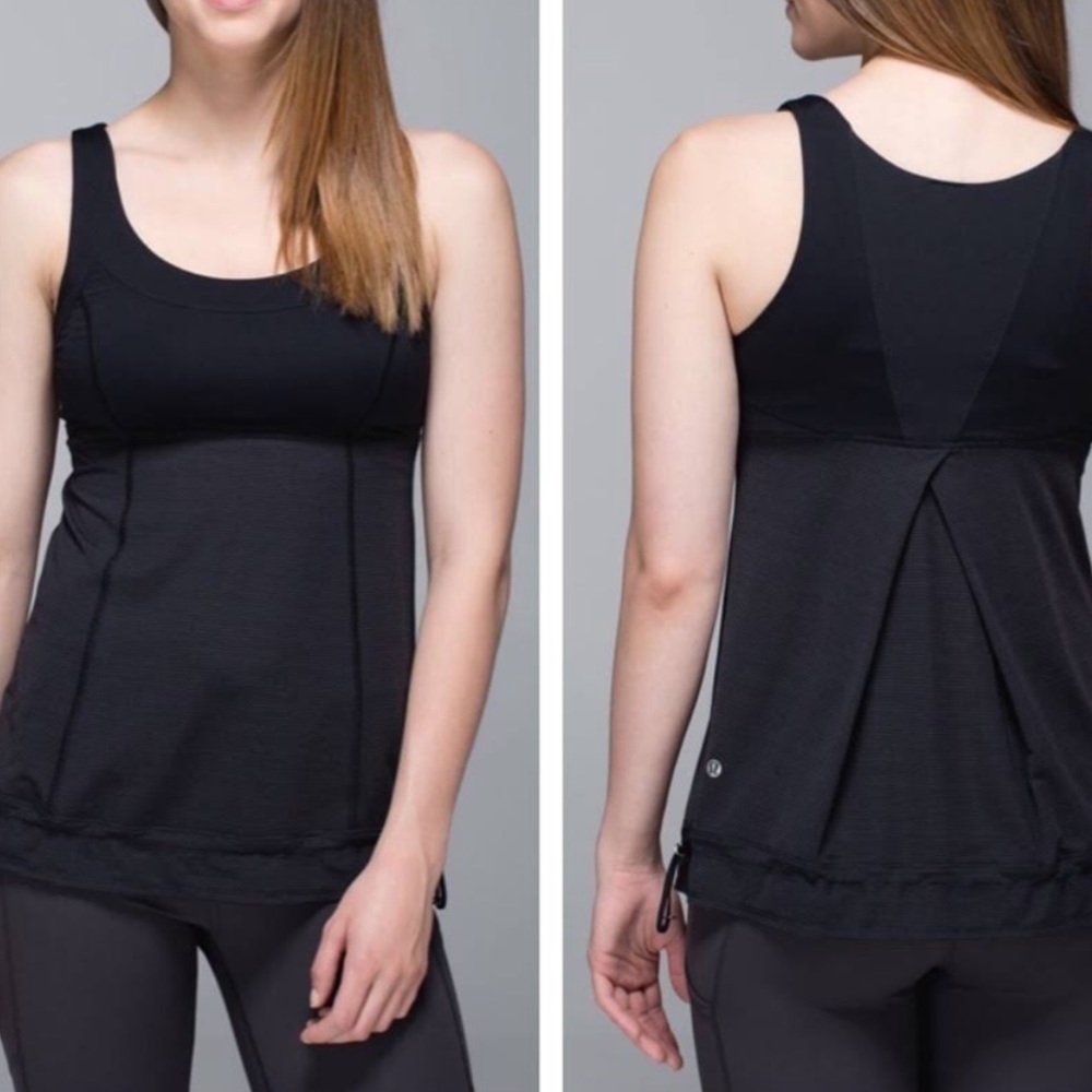 Lululemon Run TaTa Topper Pleated Back Active Tank Cinch Waist Size 6